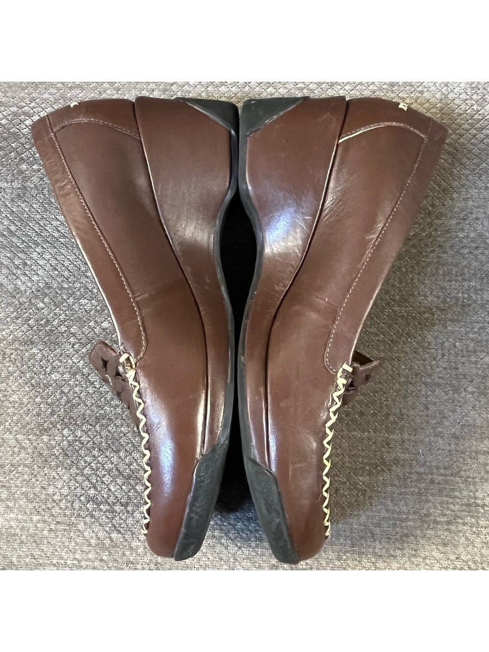 Nurture Gardner Women’s Brown Leather Wedge Loafers Comfort Heels 6.5 M EUC - Picture 4 of 14